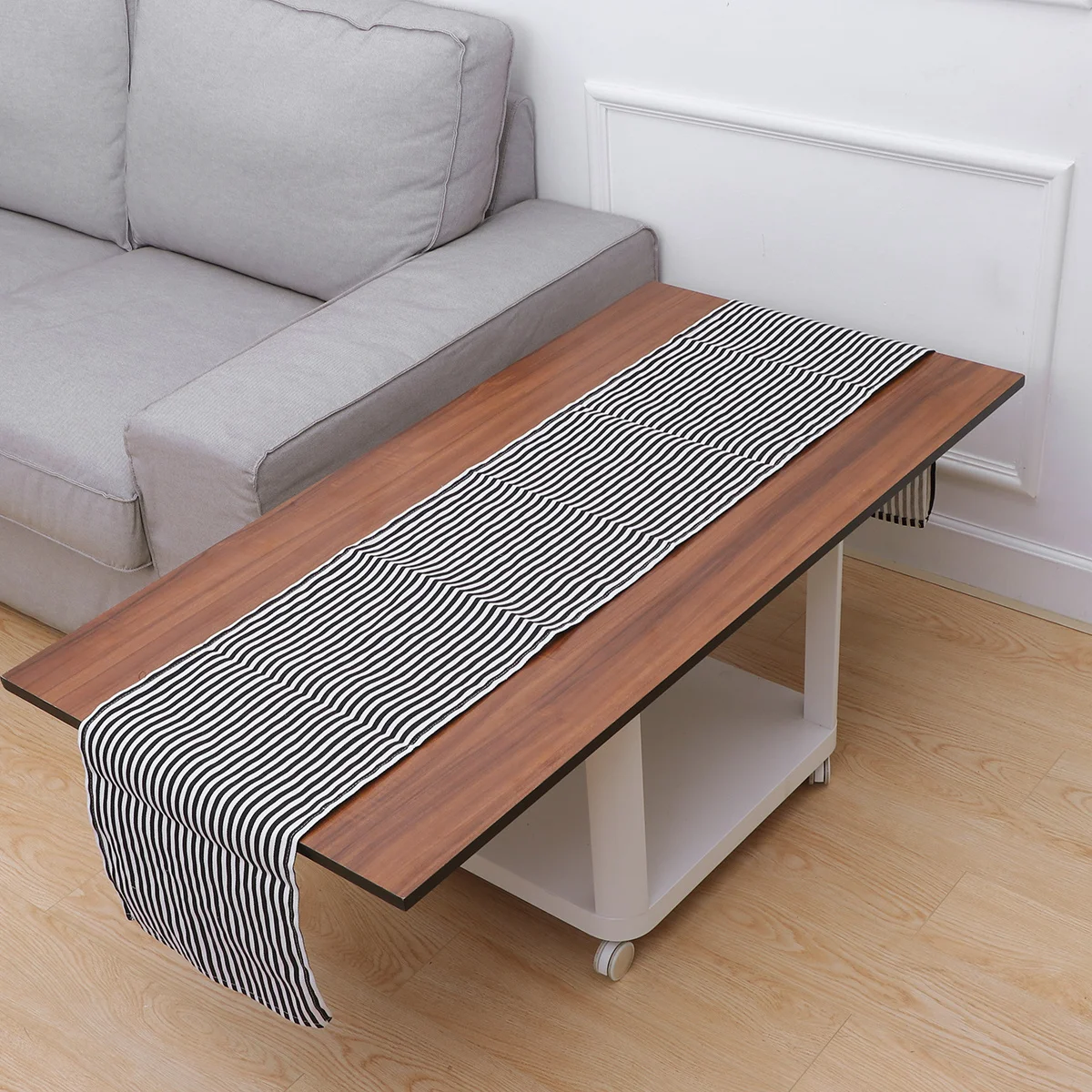 

Black and White Striped Rectangular Tablecloth Premium Cotton Skin-Friendly Wear Resistant Table Cover for Dining Picnic Coffee