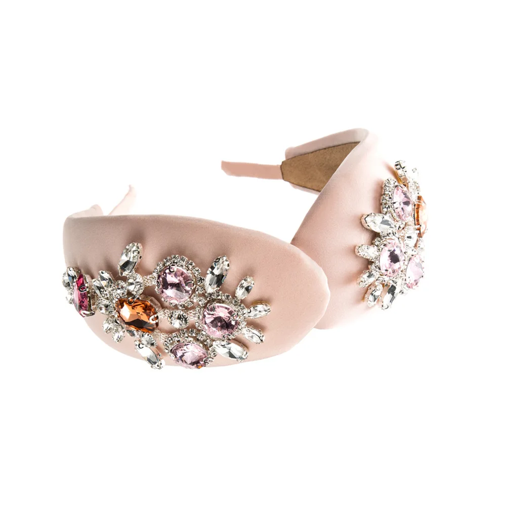 Fashion Baroque Super Shiny Glass Rhinestone Luxury Headband Wide Edge High-end Elegant Hair Accessory 4