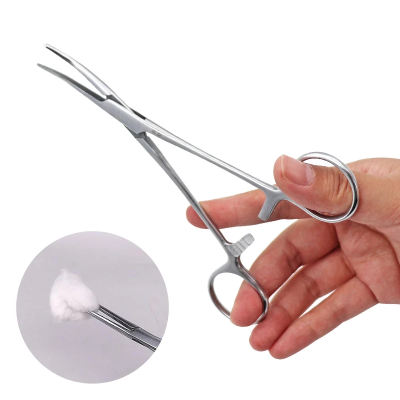 

1pc Curved Tip Fish Hook Pliers Hemostatic Forceps Hand Tools Stainless Steel Medical Pliers Surgical Forceps Curved Tweezers