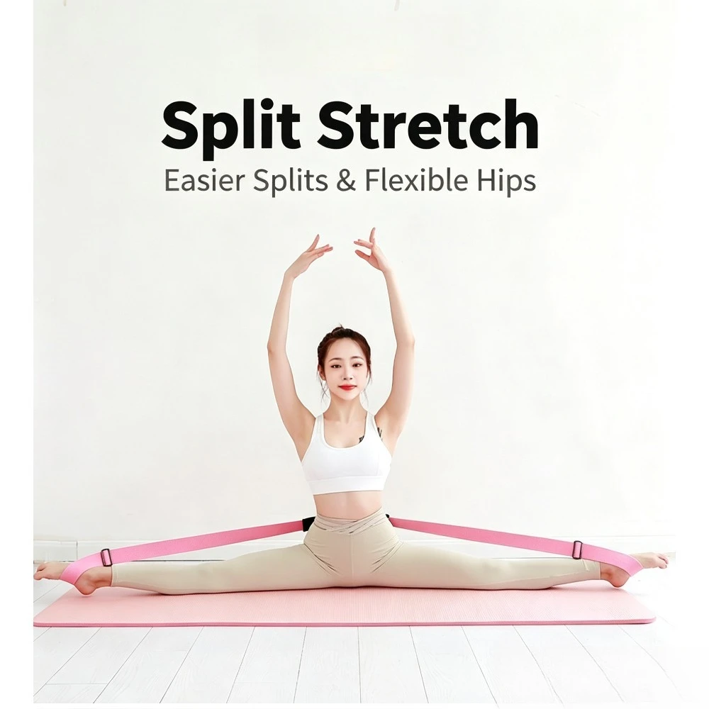 Yoga Stretch Strap Adjustable Buckle, Split Band for Gymnastics, Dance, Pilates, Hip Opening & Physical Therapy Fitness Training