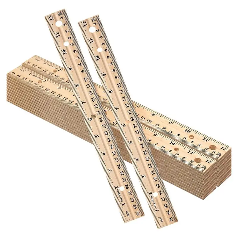x64a-bulk-60-pack-12-inch-30cm-wooden-measuring-ruler-wood-ruler-with-4-holes-for-school-office-drafting-classroom-supplies