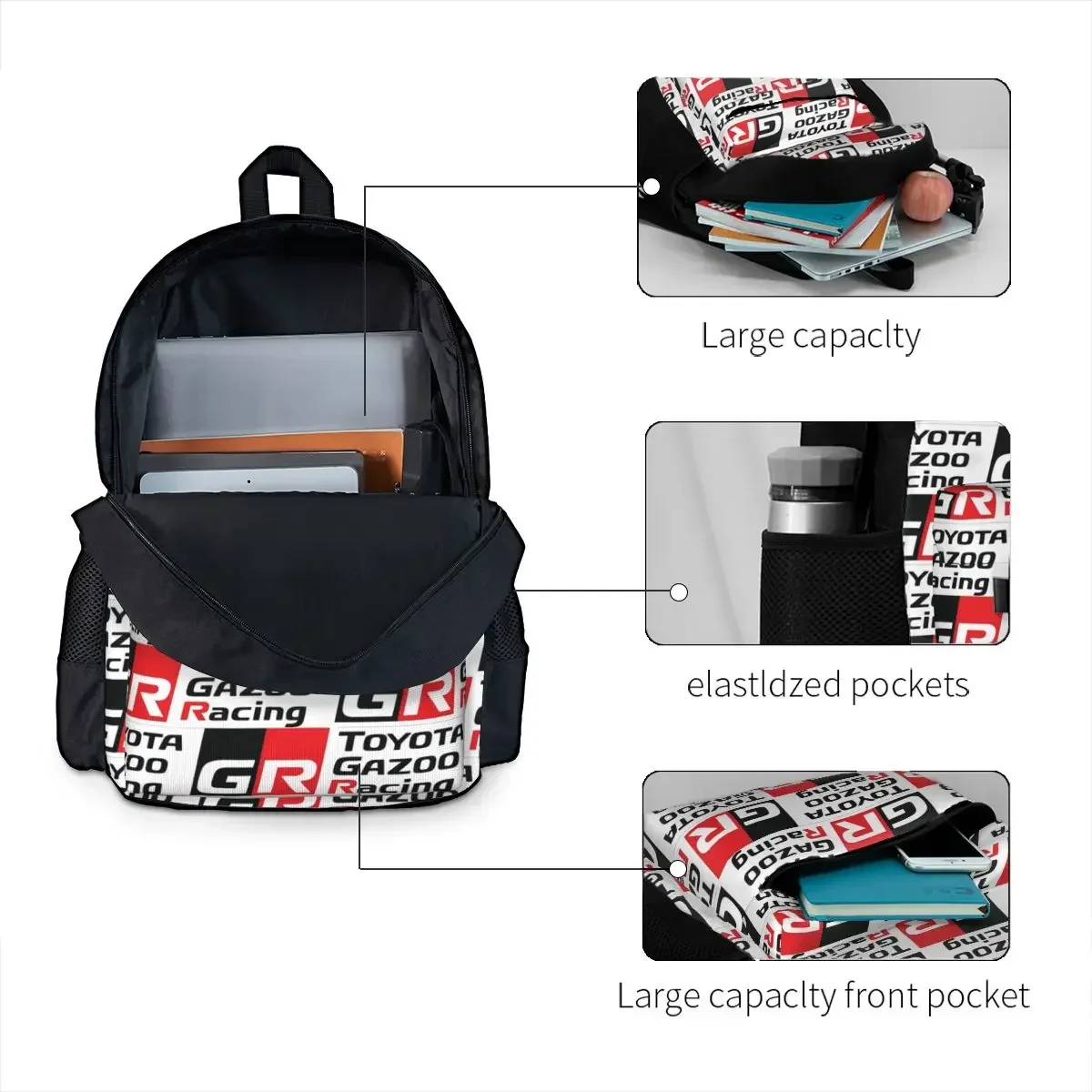 GR Logo Gazoo Racing GR Sport Backpacks Boys Girls Bookbag Students School Bags Kids Rucksack Travel Rucksack Shoulder Bag