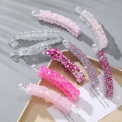 Crystal Rhinestone Banana Hair Clips Women Girls Pearl Hairpins Fish Shape Ponytail Holder Claw Grips Clamp Barrette Accessories