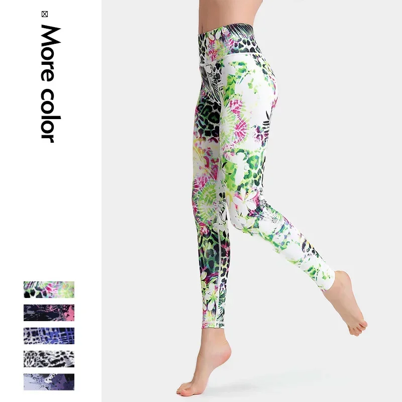 Cloud Hide Flower Fitness Sports Leggings for Women Gym Yoga Pants High Waist Sexy Long Tights Running Trouser Workout Plus Size