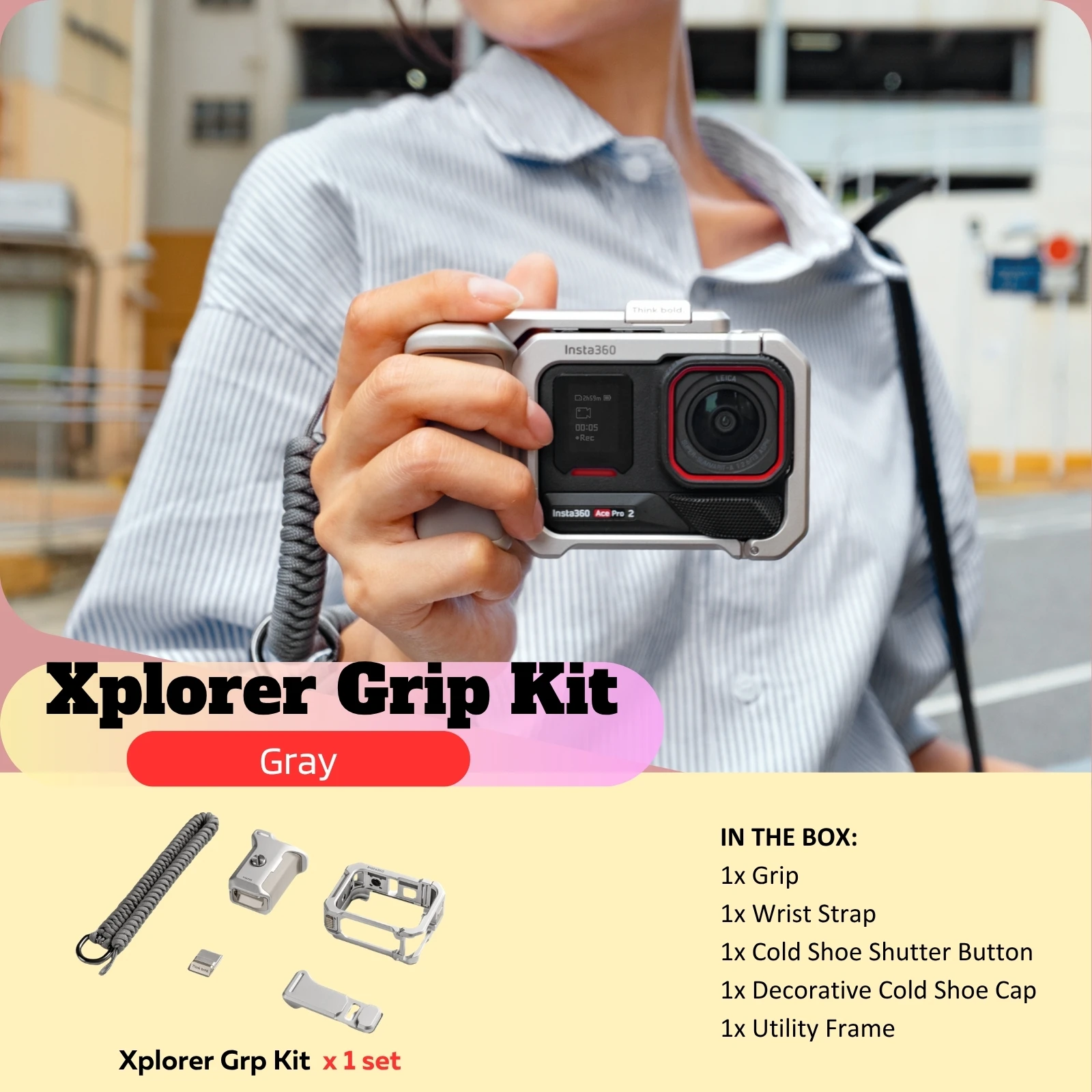 Insta360 Ace Pro 2 Xplorerグリップキット アルミメタルケース 人間