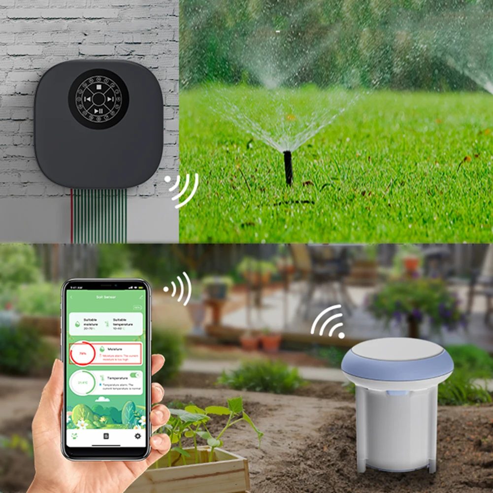 مستشعر رطوبة التربة APP مستشعر درجة حرارة الرطوبة 2.4 جيجا هرتز أداة قياس ذكية للنباتات بوعاء الدفيئة