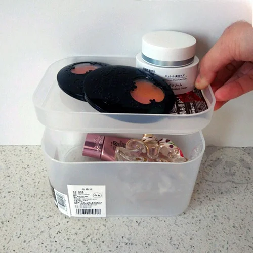 Caja de nento de Cosméticos Daiso Free to Move, Organizador de Escritorio Transparente, Solución de nento p...