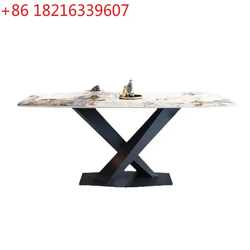 YAOModern Rock Slab Dining Table and Chairs Set Rectangular High End Simple Style for Small Apartment Household Restaurant Use