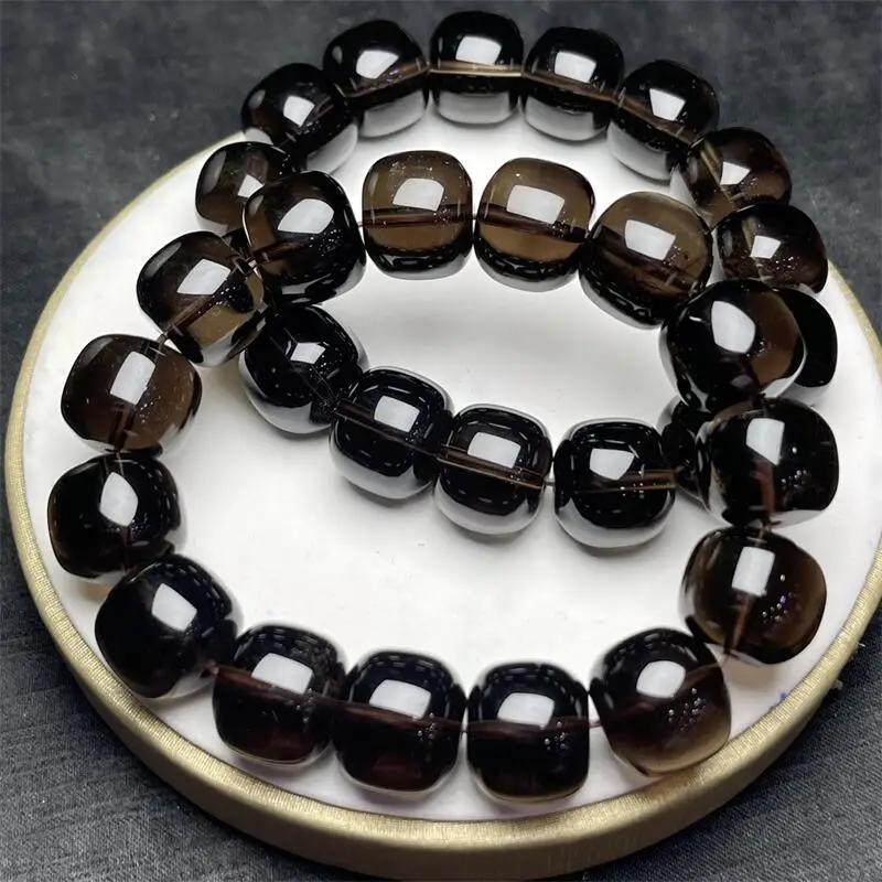 16X14MM Natural Smoky Quartz Bracelet Women Men Handmade Stretch Rope Bracelet Luxury Jewelry Energy Healing Gift 1PCS