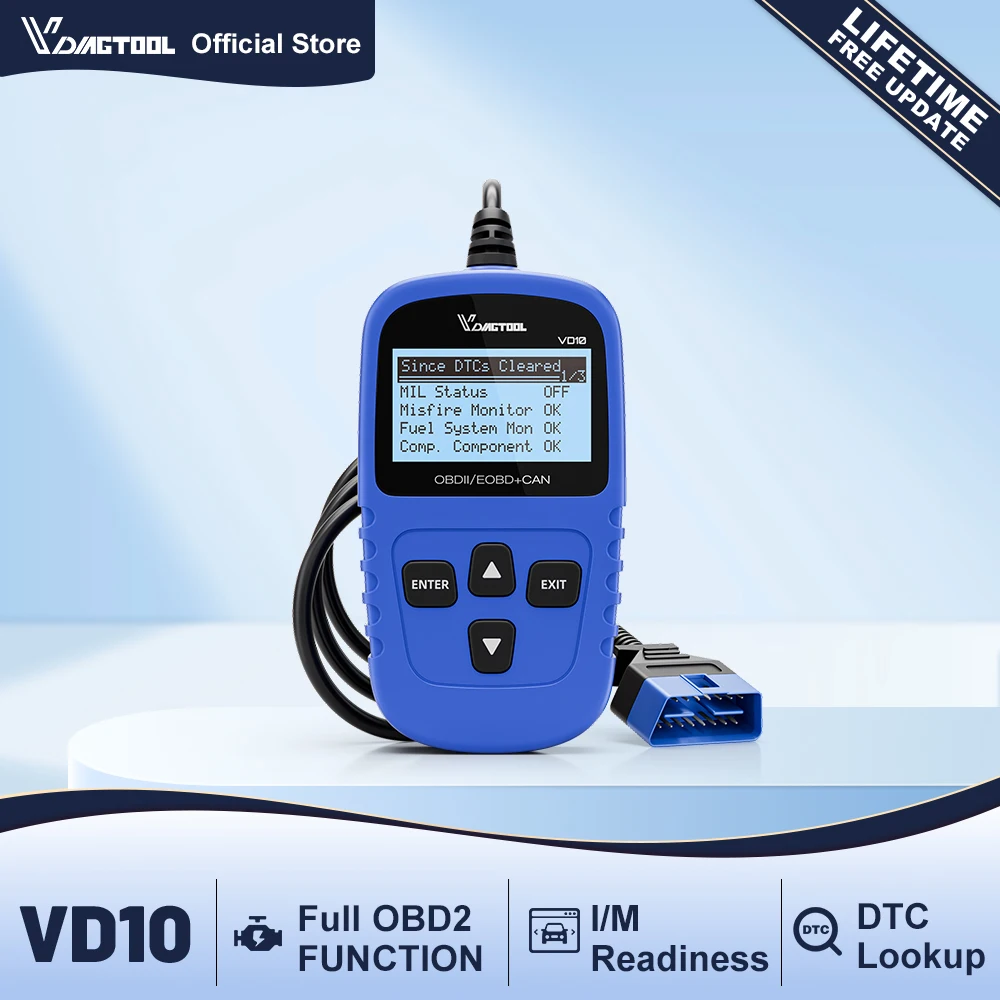 VDIAGTOOL VD10 OBD2 Scanner Code Reader Car Diagnostic Tool Engine Fault Code Reader Read Live Data Freeze Frame I/M Readiness