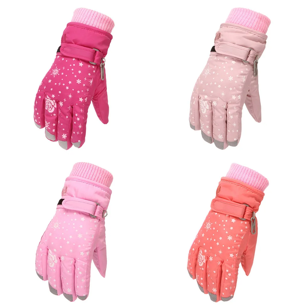 

1 пара зимних детских лыжных перчаток, портативные зимние спортивные перчатки, ветрозащитные варежки, согревающее оборудование, светло-розовый