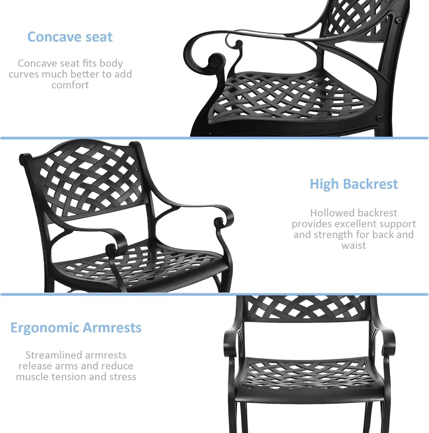طقم طعام خارجي متين من الألومنيوم المصبوب مكون من 5 قطع، طقم طاولة طعام وكراسي للفناء مكون من 4 قطع، طقم طاولة محادثة معدنية للحديقة