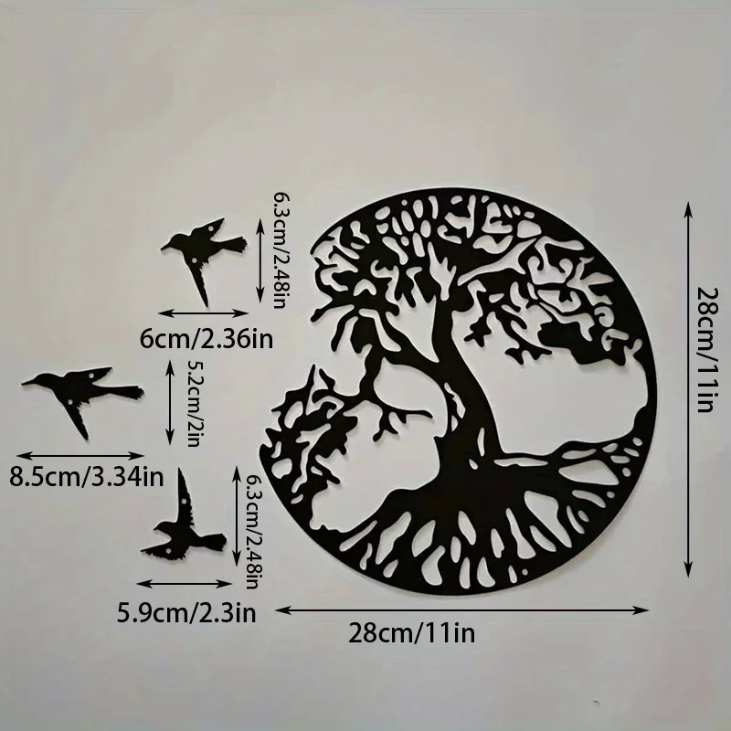 Tree Of Life And Three Little Birds Metal Wall Art 11