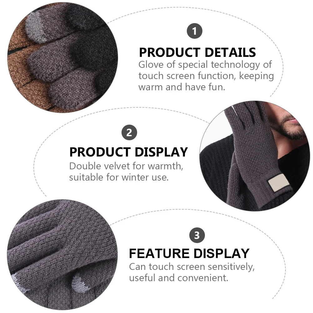 1 par de guantes cálidos a prueba de viento para hombres con forro polar pantalla táctil sensible antideslizante invierno conducción al aire libre guantes de ciclismo