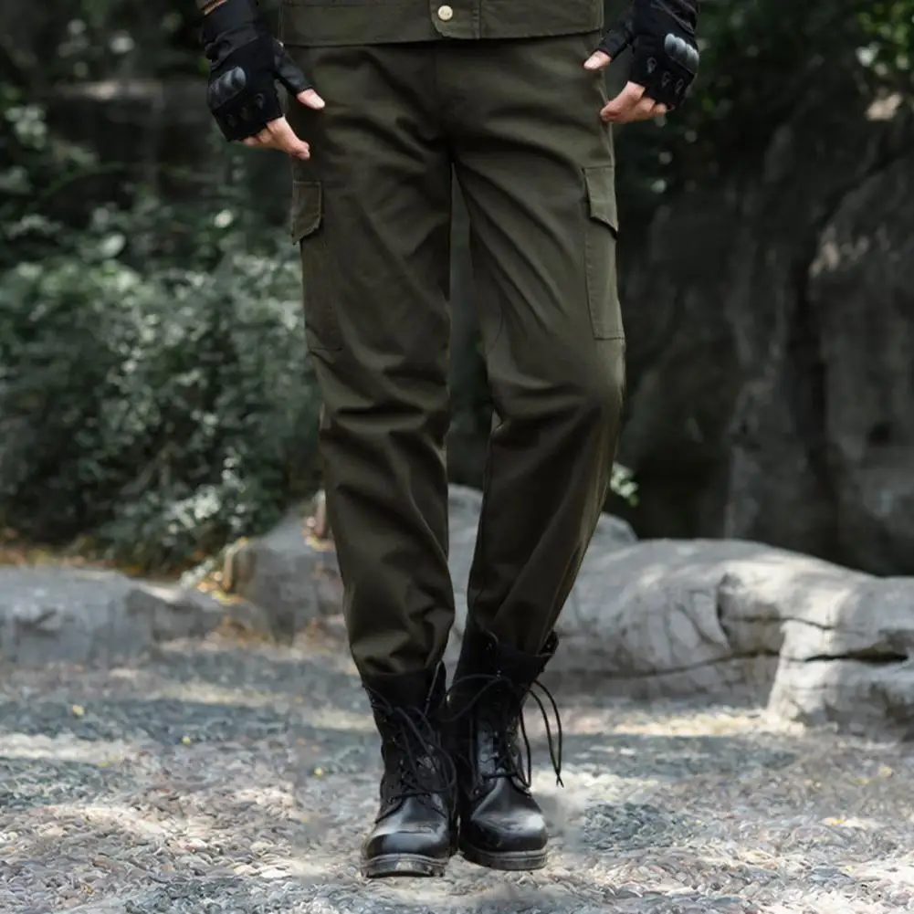 

Mid Waist Men Cargo Pants Loose Wear-resistant Soft Men Pants Breathable Firm Stitching Long Outdoor Training Camping Trousers