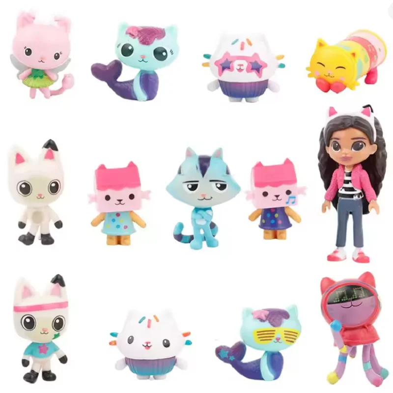 13 Stück Gabby Puppenhaus Anime Figur Spielzeug Lächelndes Auto Katze Umarmung Gaby Girl Puppen Mercat Cartoon Actionfigur Kinder Weihnachten Geburtstagsgeschenke