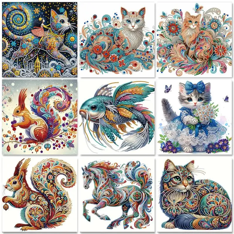 GATYZTORY 5D DIY Diamond Painting Animal Kit Butterfly Cat DIY Partial Special Shaped Drill Handmade Diamond Mosaic Art Gift ﻿