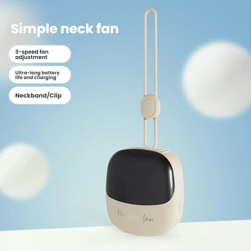 Portable USB Rechargeable Neck Fan with Digital Display product image