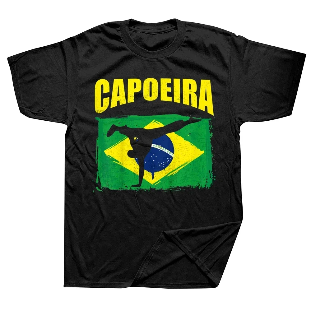 Funny Capoeira Brazilian Flag Brazil Martial Art Dance T Shirts Cotton Streetwear Short Sleeve Birthday Gifts Summer T-shirt