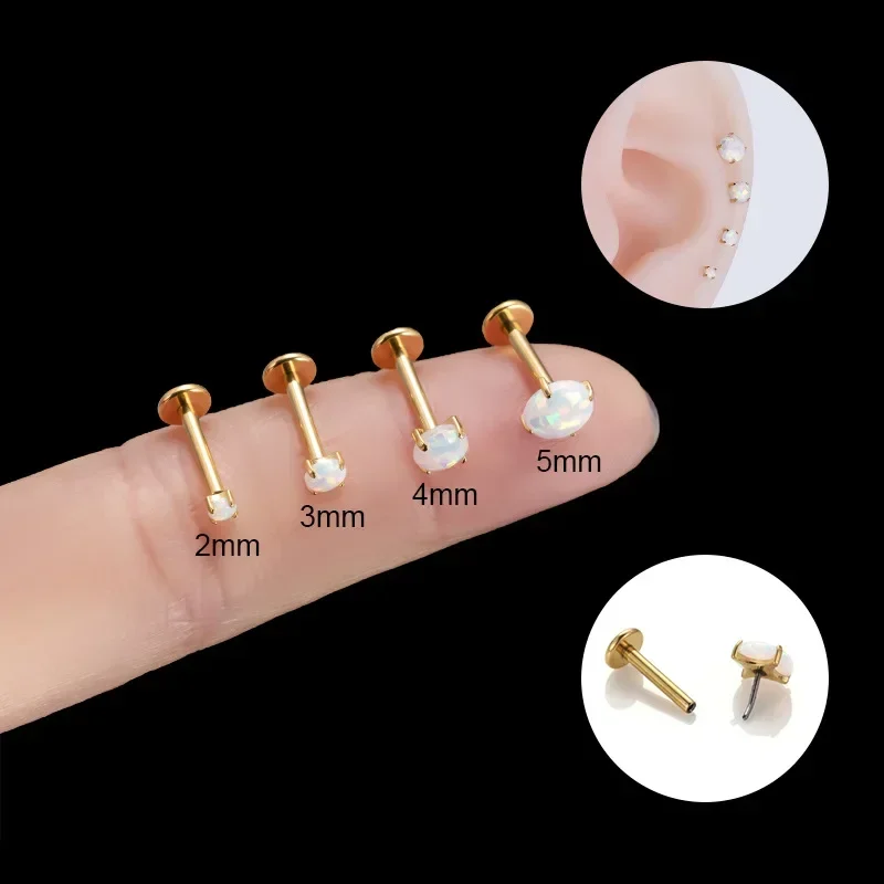 

1pc G23 Titanium Stainless Steel Plug In Labret Stud Earrings for Women Ear Cuff Stainless Steel Piercing Stud Earrings