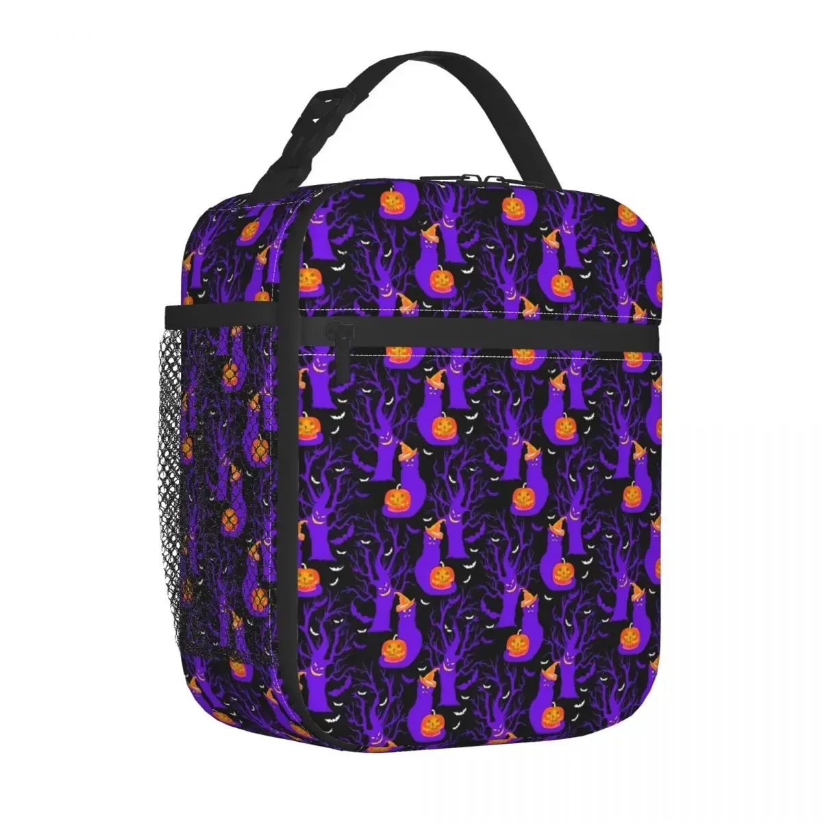 

Pumpkins Ghost Cat Lunch Bag Happy Halloween Vintage Lunch Box For Children School Convenient Cooler Bag Thermal Lunch Bags