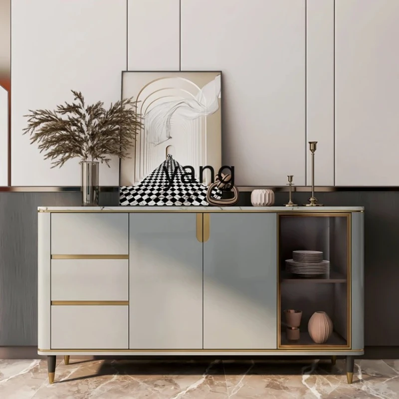 

yjq Light Luxury Sideboard Modern Simple Stainless Steel Storage Living Room Wall Tea Cabinet