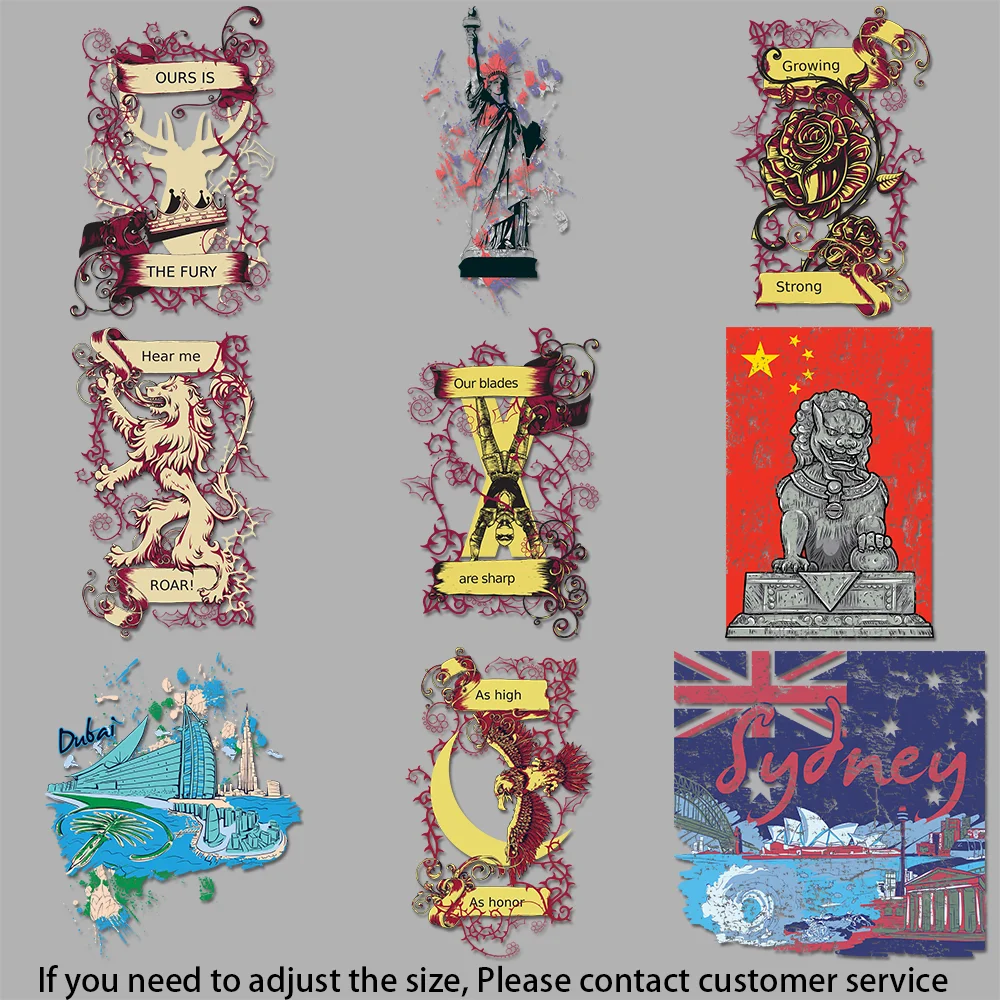 Iron on Picture on Clothes London Landmark Art New York Skyline City - themed Art Trendy Clothing Graphics DIY Decoration