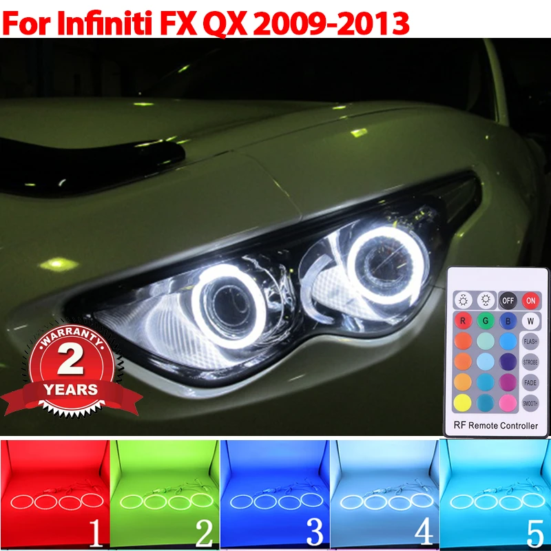 LED Angel Eyes  Ring Lamps For Infiniti FX QX70 FX35 FX37 FX50 2009-2013 Ultra Bright Refit RGB multi-color Remote Control