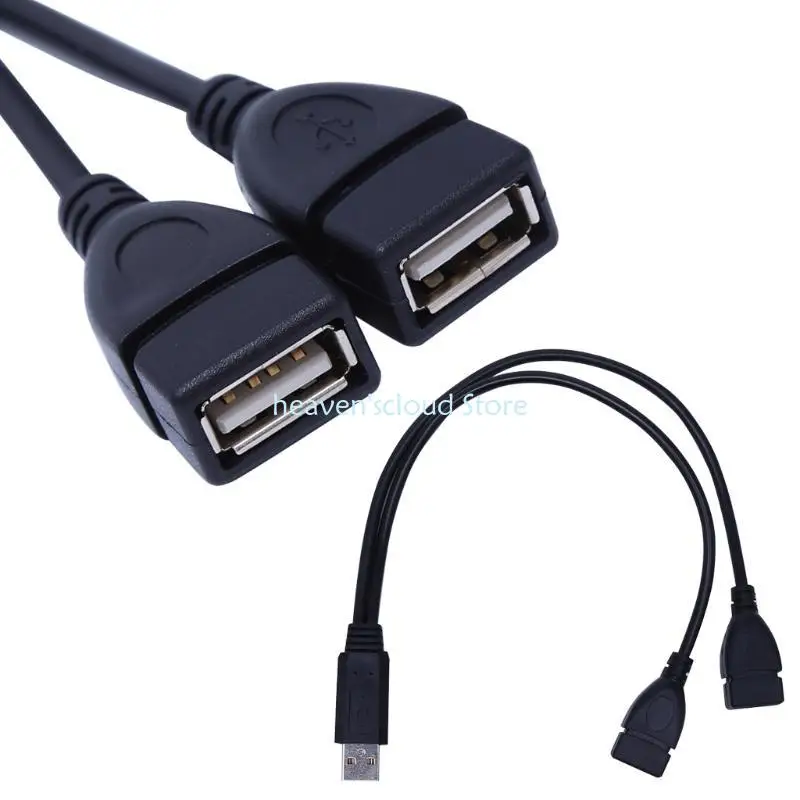 

Y88B 32cm USB 2.0 A Power Enhancer Y 1 Male to 2 Female Data Extension Cable