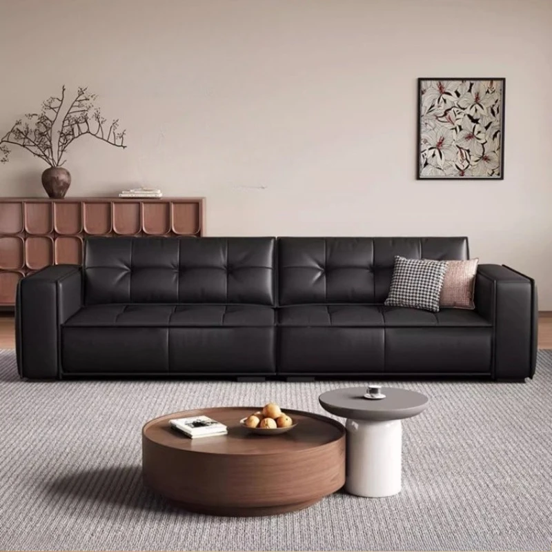 Italian minimalist sofa leather light luxury living room apartment sofa straight row antique sofy do salonu bedroom furniture