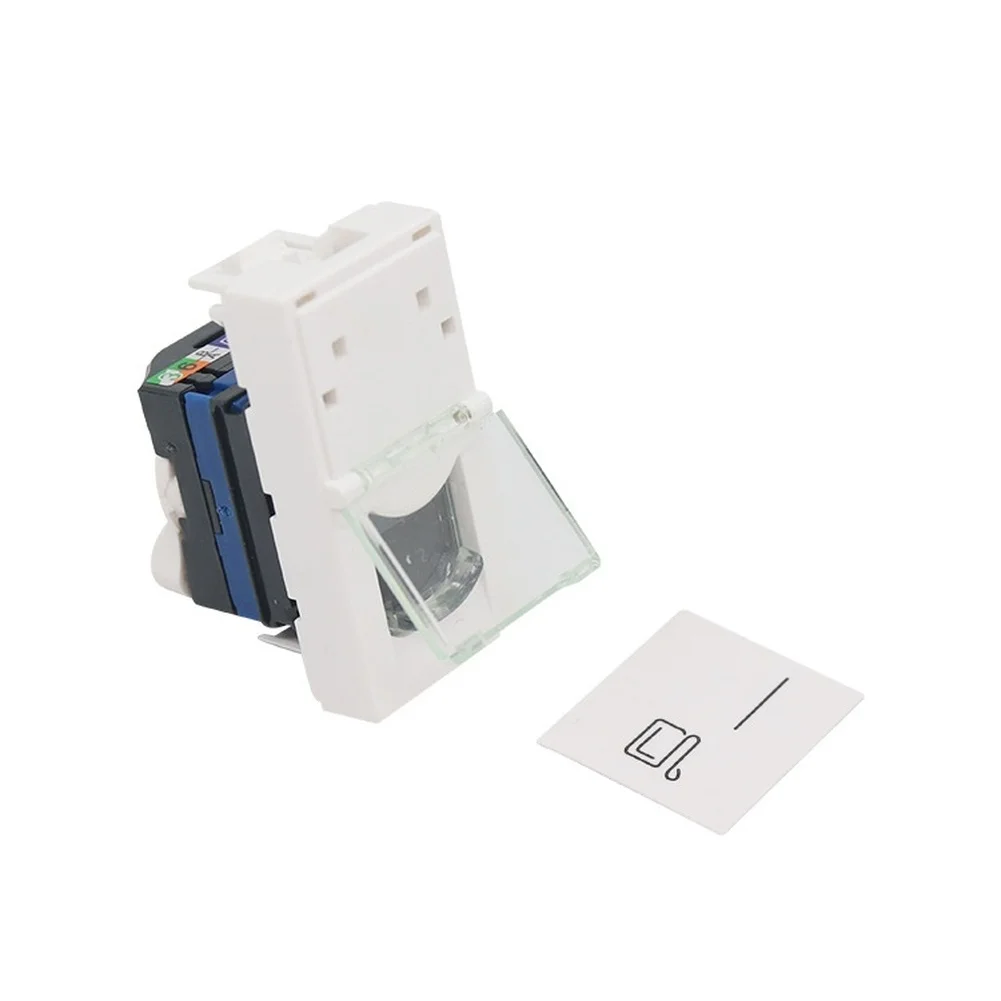 45x22.5mm Cat6 Rotatable Connector Panel For French Style Faceplate With Dust Cover Label Holder Great For Network Server Room