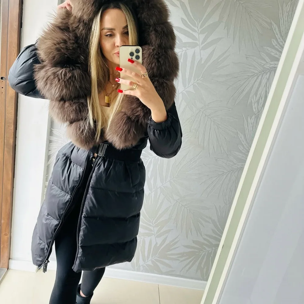 2025 Winter Thick Warm Duck Down Coat Female Parkas Waterproof Puffer Jacket Women Real Fox Fur Hooded