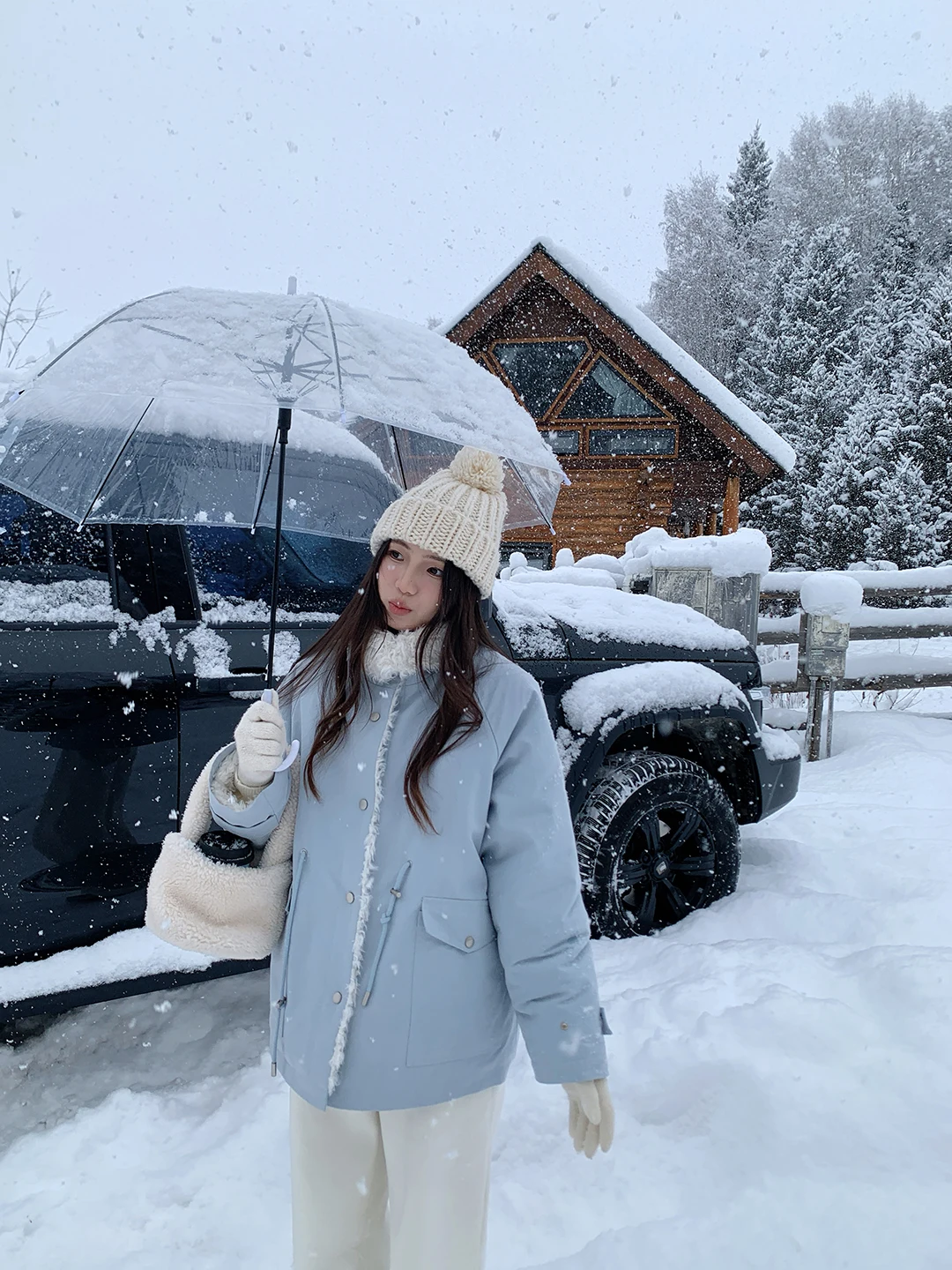 

Cozydays Thiened Lamb Fur Parka Coat for Women Winter Warm Sli Stand Collar Long Sve Single Button Closure Outerwear