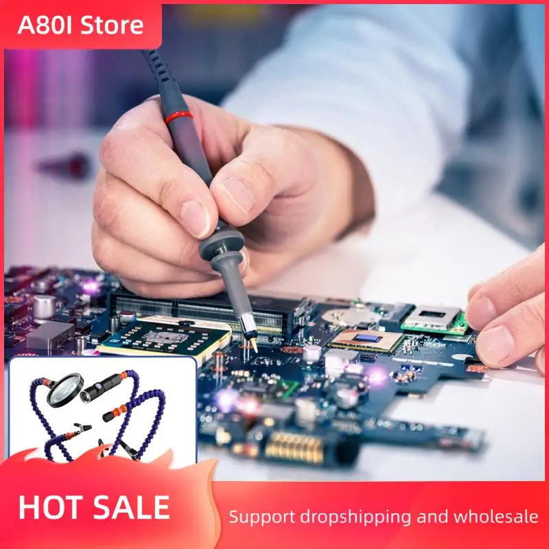 

A80I PCB Soldering Holder Helping Hands LED Lamp 3X Magnifying Glass For Electronic Welding Third Hand Fresnel Lens