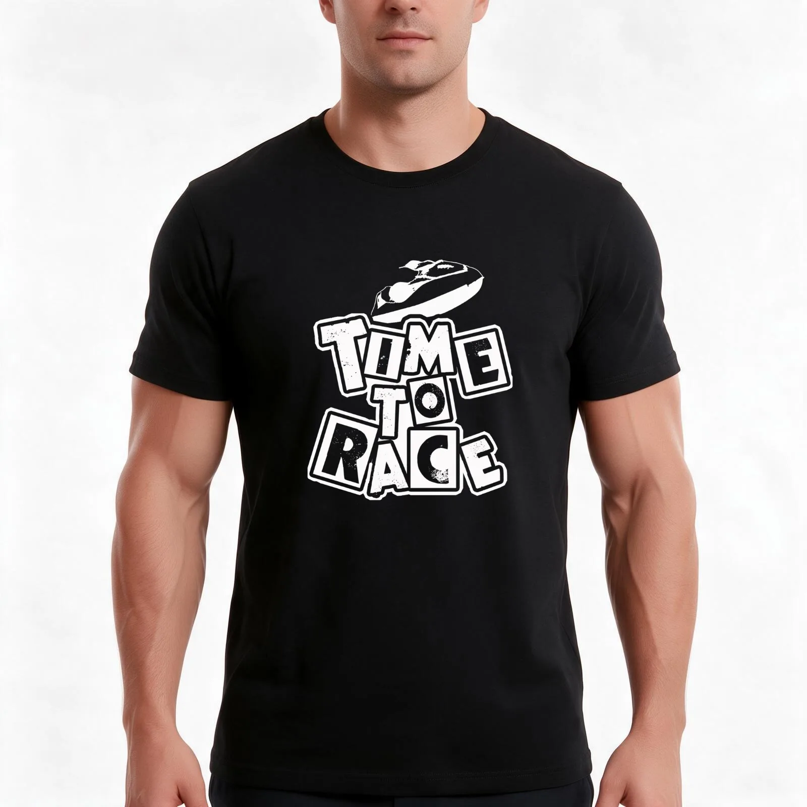 Time to race with your jet-ski T-Shirt, Summer Casual Cotton Tee, Oversized Streetwear Tops, Vintage Graphic Print, 100% Cotton