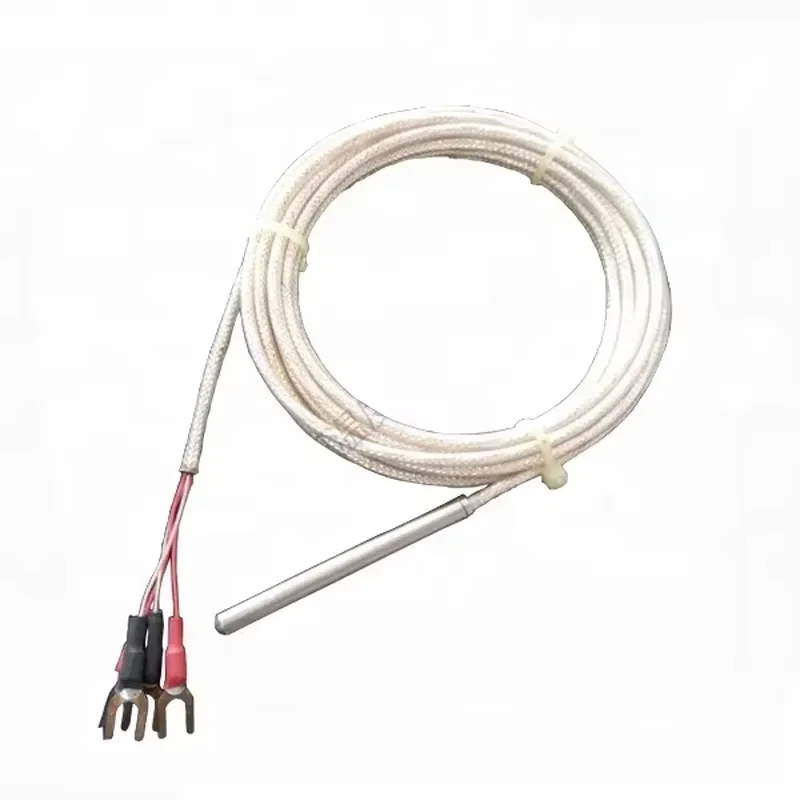 High Accuracy Pt100 RTD Stainless Steel Water Temperature Sensor IP65 Rated 4-Wire Probe 6*50mm Wire 1000mm 0.15C Resolution