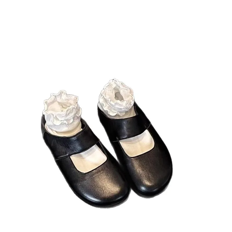 

Single shoes women's flat bottom square head, Mary Jane women's shoes, spring and autumn beanie shoes