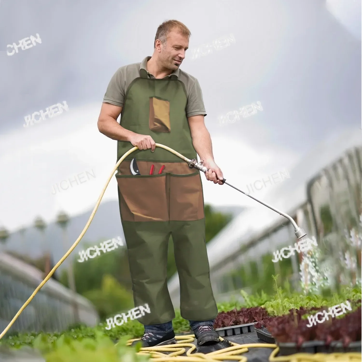 HG JC nuevo delantal de mallas de jardinería recorte de jardín mallas multibolsillos al aire libre delantal de recogida delantal antisuciedad