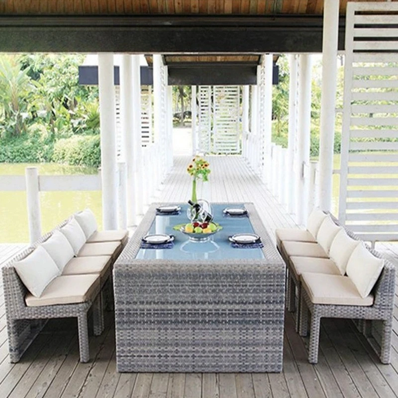 

Villa courtyard storage tables and chairs waterproof and sunscreen balcony casual rattan table and chair set outdoor homestay te