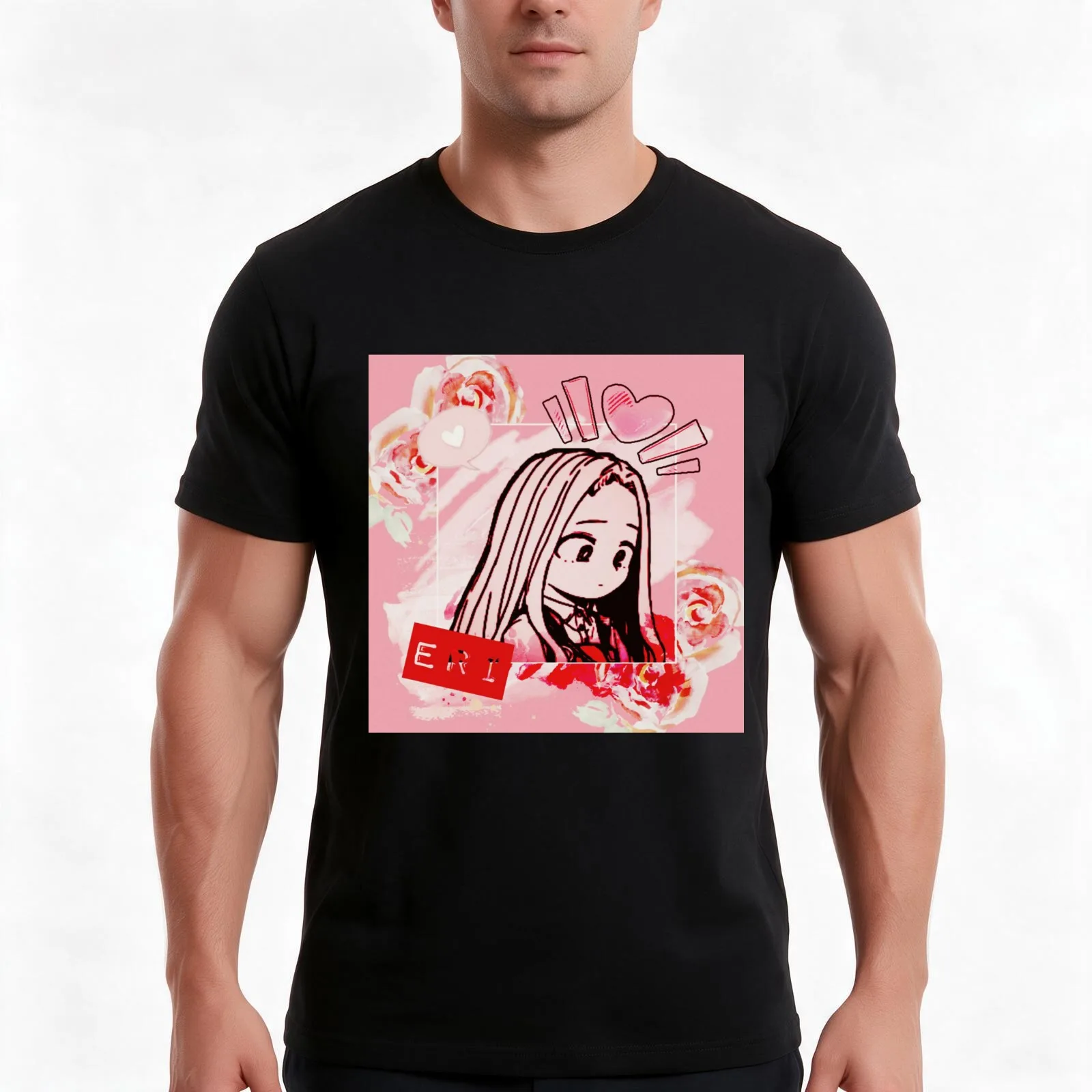 BNHA:Eri Edit 2 T-Shirt, Summer Casual Cotton Tee, Oversized Streetwear Tops, Vintage Graphic Print, Loose Fit Short Sleeve