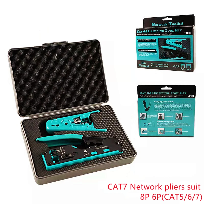 HTOC CAT7 Crimping Tool Suit With Wire Stripper For Cat7 Cat6A Cat6 Cat5  Cutter Crimper All-in-one Multi-Tool