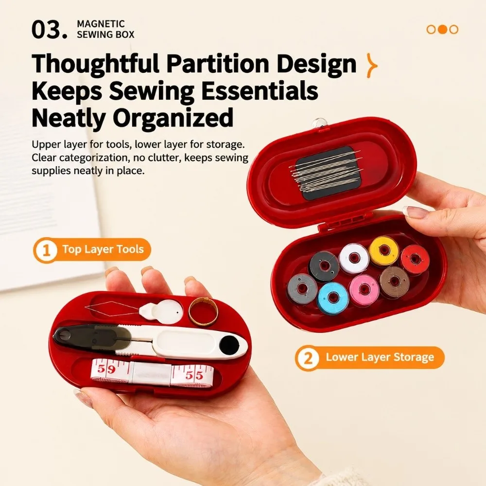 Portable Magnetic Needle and Thread Box DIY Small Sewing Kit for Clothes Practical Hand Sewing Tool Kit for Dormitories