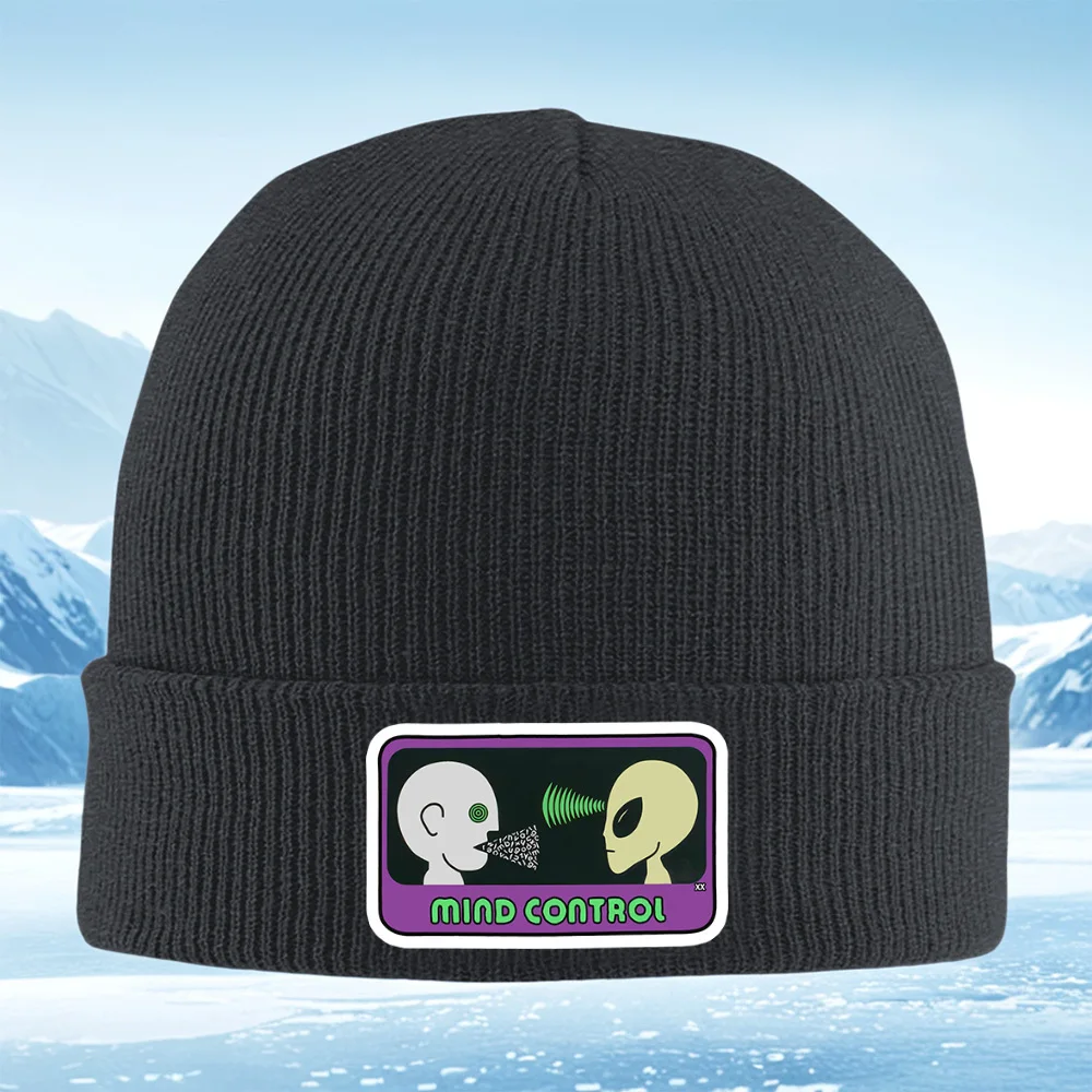 برمز العقل للتحكم الغريب يتحدث الإنسان. الرجال النساء للجنسين محبوك قبعة قبعة صوفية قبعة الشتاء الحرارية الدافئة عيد الميلاد في الهواء الطلق