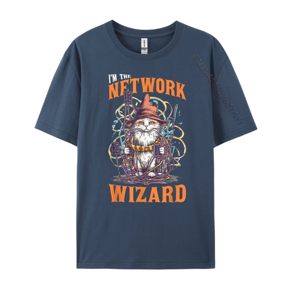 تي شيرت Network Wizard Network Admin Cat Computer Engineer مقاس كبير ملابس رجالية كبيرة الحجم مطبوعة