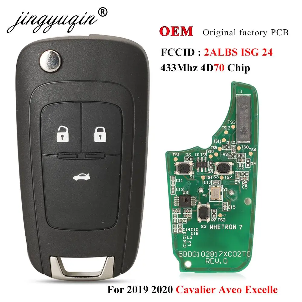 

jingyuqin O-EM 2ALBS1SG24 Remote Car Key Fob 433MHz ID70 for Chevrolet Aveo Cavalier 2019 2020 fit Buick Excelle 2015-2021 Opel