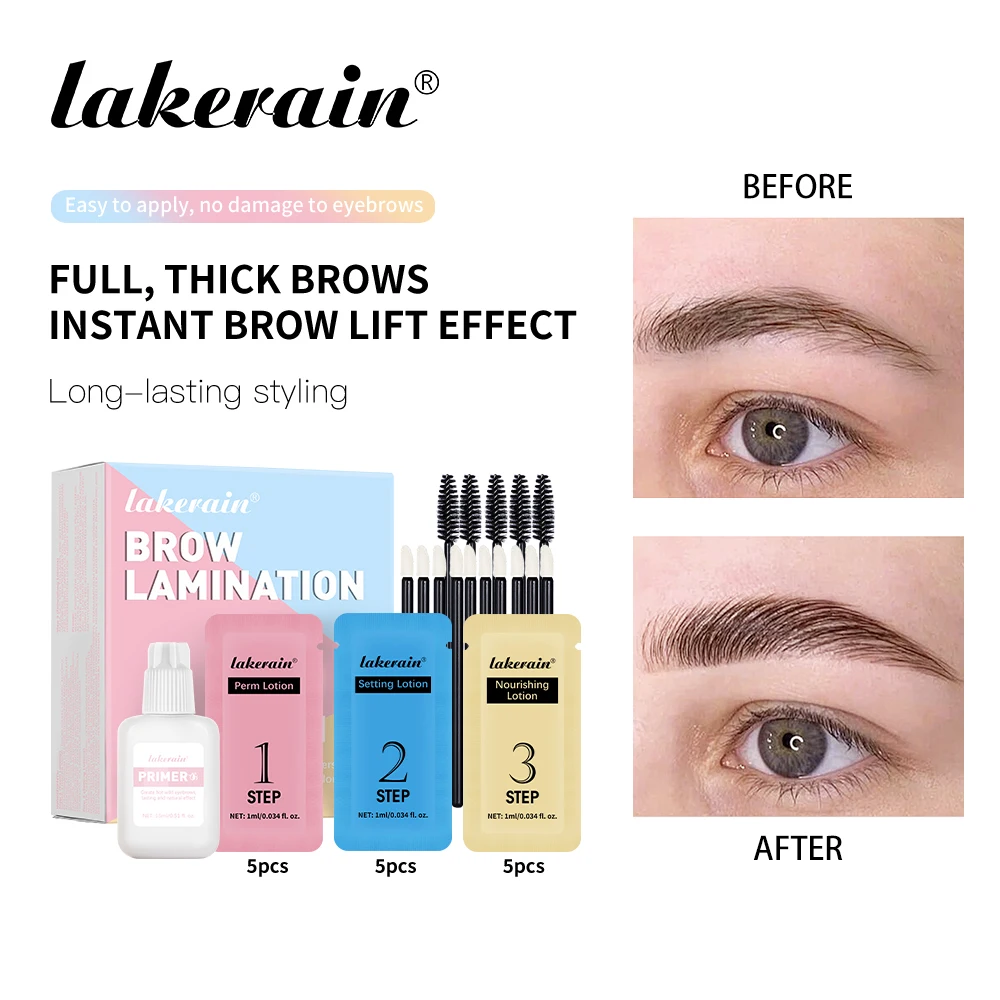 Zestaw do laminacji brwi Lakerain Profesjonalny zestaw do trwałej na brwi DIY Tworzy pełne i gęste brwi Trwały makijaż brwi Naturalny wygląd