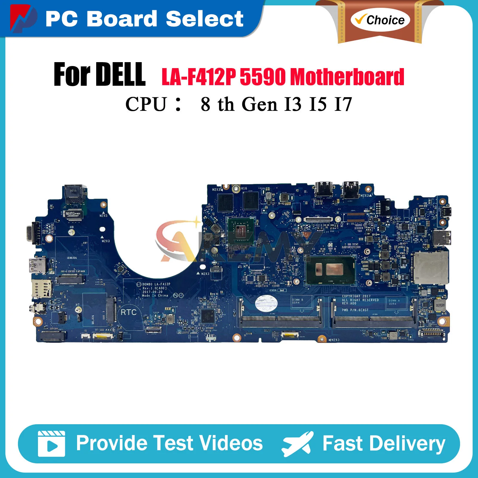 

Материнская плата для ноутбука Dell Latitude 5590 LA-F412P с I5 I7 8th CPU MX130 DDR4 CN-0P50J0 0630XH 100% полностью протестирована
