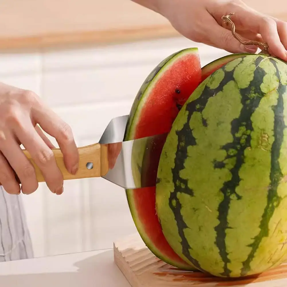 

Easy Watermelon Cutting Tool Fruit Slicer with Ergonomic Handle Quick Push Pull Melon Cutter Party Fruit Cutting Tool