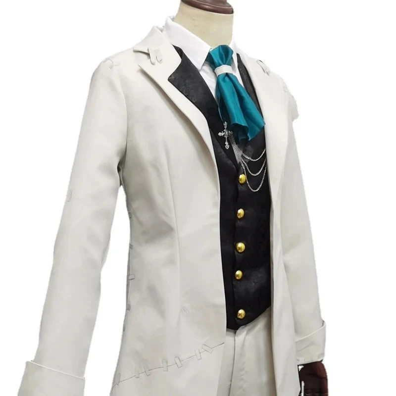 Anime Game Identiteit Ⅴorpheus Romanschrijver Cosplay Kostuum Overlevenden Wit Uniform Volledig Set Shirt Man Carnaval Maskerade Balpak