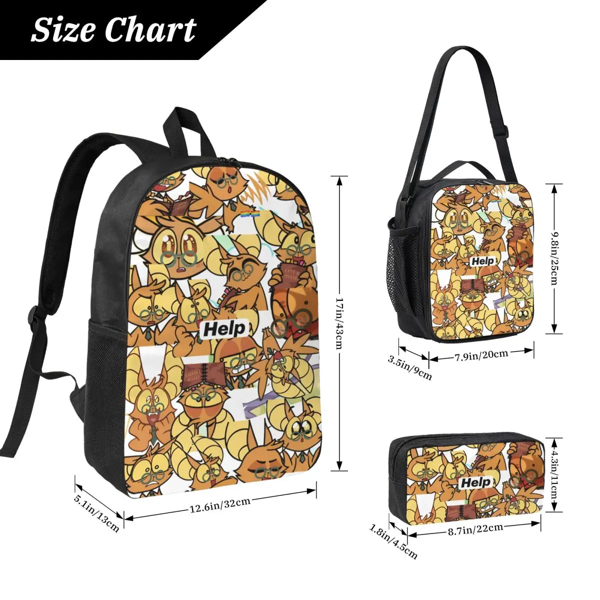 3Pcs Chikn Nuggit merch Backpack Set for Girls Boys Pencil Boxes Bookbag Sets with Lunch Box For School Students Knapsack